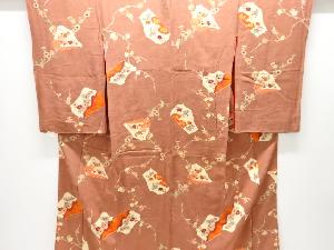 アンティーク　紋錦紗 石畳に菊・梅模様着物